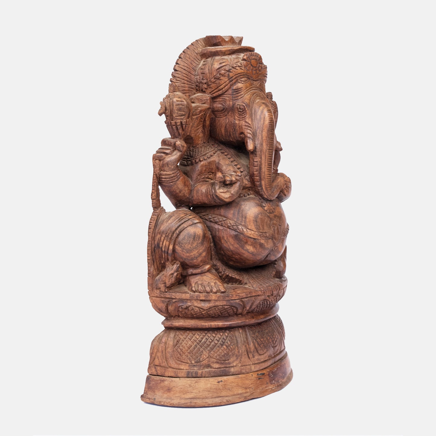 wooden seated Ganesha