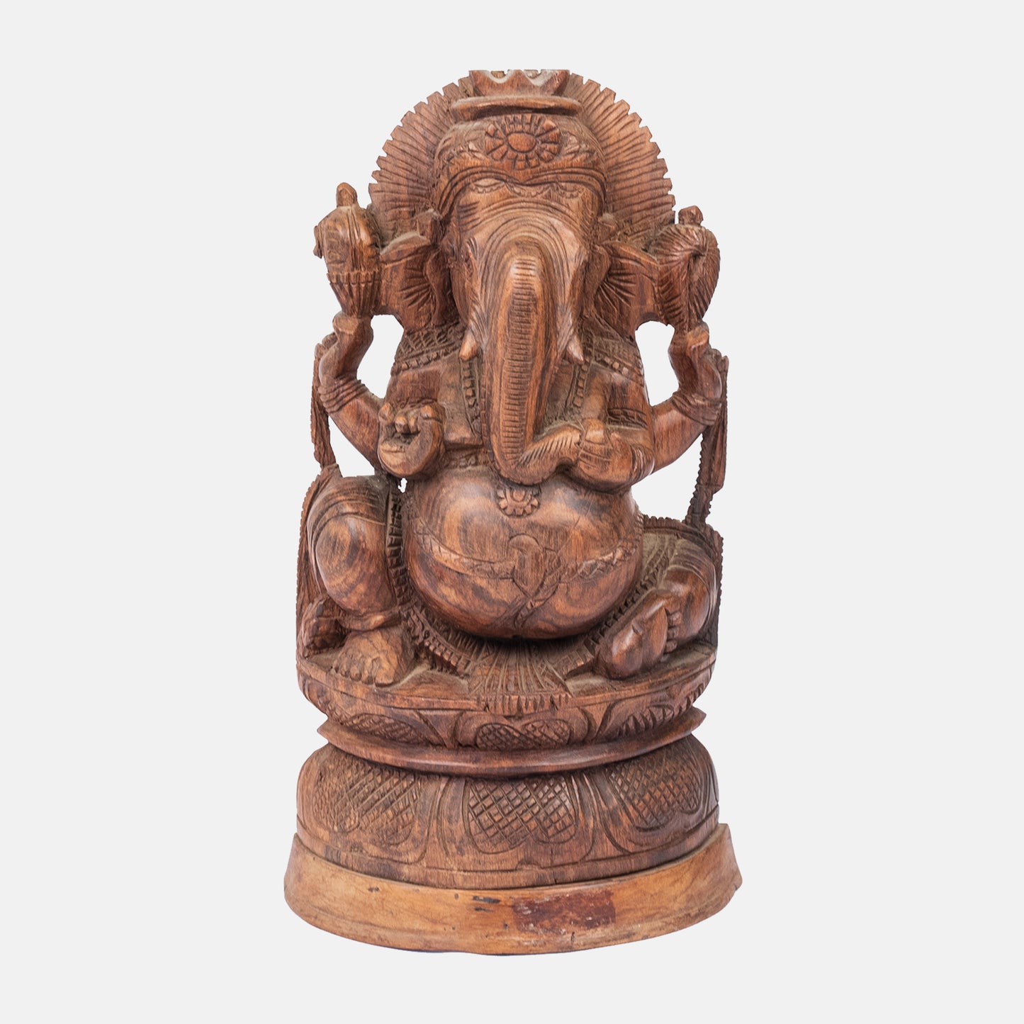 wooden seated Ganesha