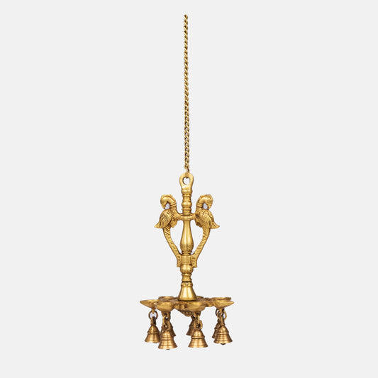 Brass hanging lamp and bell